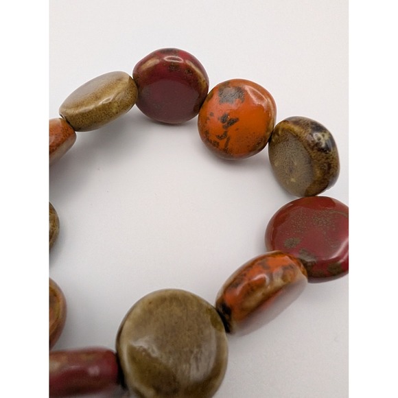 Jewelry - Chunky Bead Bracelet Earth Tones Red Brown Statement Fashion Jewelry